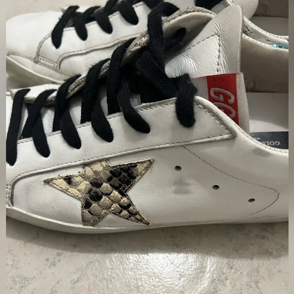 Golden Goose Super-Star Python Sneakers Blue Glitter Heel - Size 38 - Picture 14 of 14